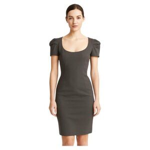 Zac Posen Grey Puff Sleeve Scoop Neck Dress